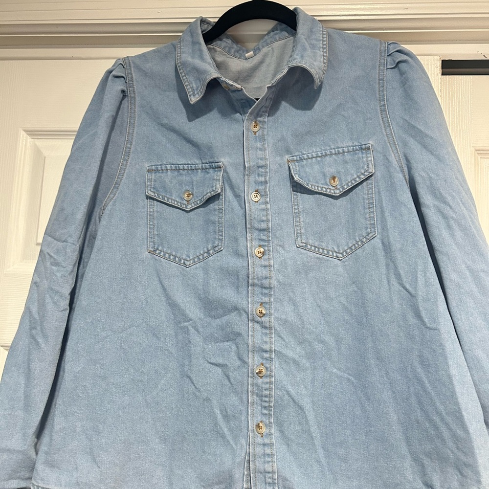 Light Wash Denim Button-Up Shirt